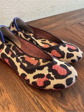 Rothy's The Flat Big Red Cat Animal Print Round Toe Flats Retired Women Size 6